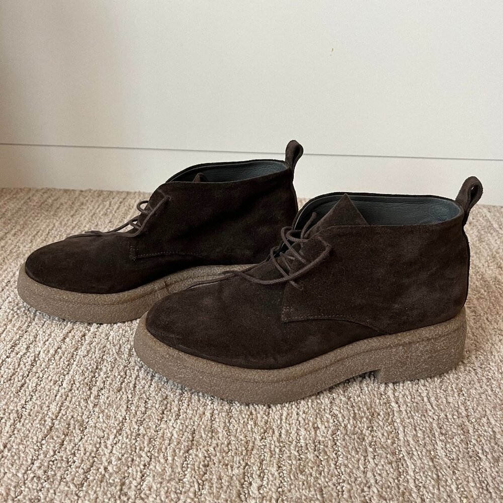 NO. 6 Crepe Sole Desert Boot in Olive Suede